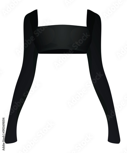 Women black long sleeve top. vector illustration