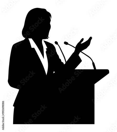 Female Leader Silhouette - Vector Illustration