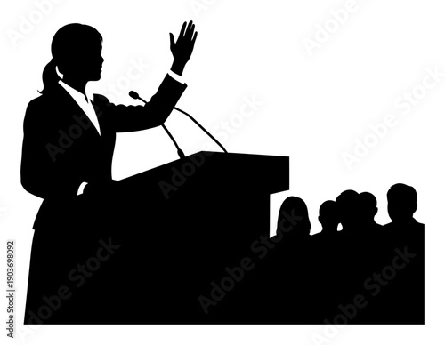 Female Leader Silhouette - Vector Illustration