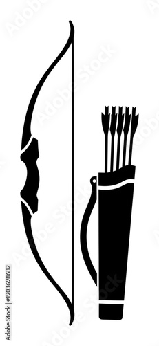 Longbow Silhouette - Vector Illustration