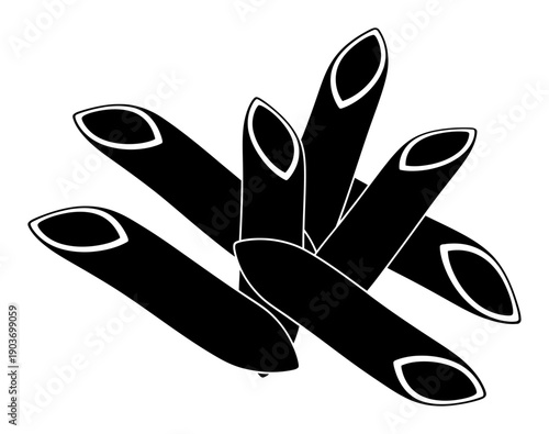 Penne Pasta Silhouette - Minimalist Vector