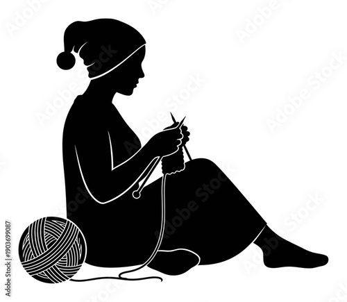 Knitting Silhouette - DIY Craft Hobby Vector