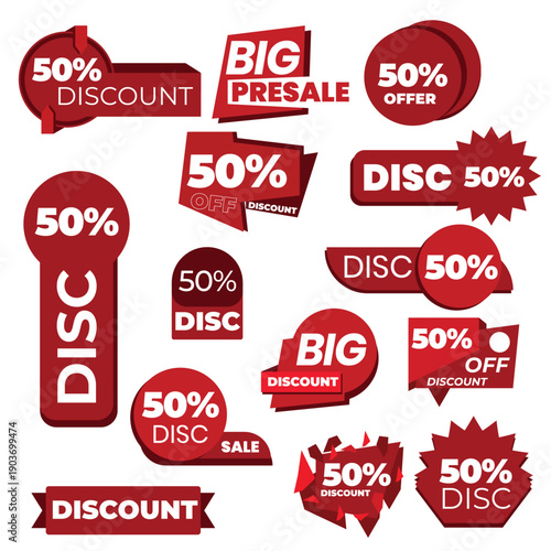 Red Sale Discount Labels