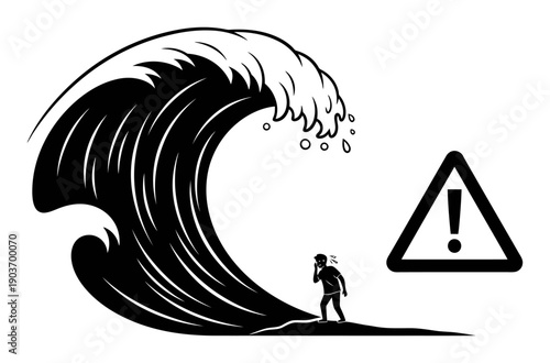 Tsunami Warning - Minimalist Vector Illustration