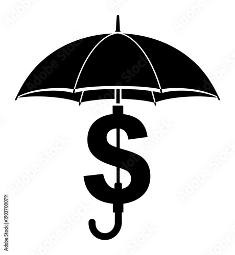 Dollar Sign Protection - Umbrella Icon