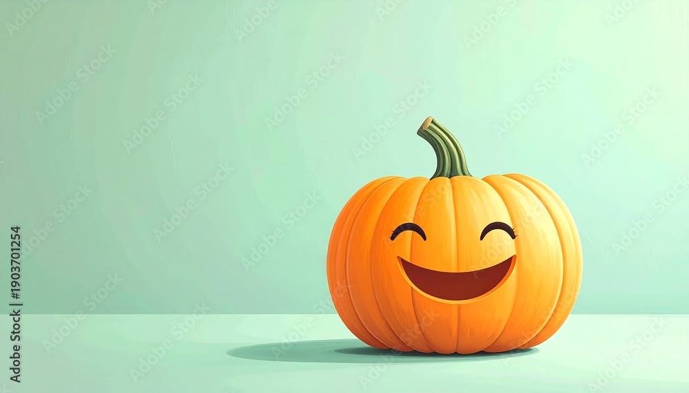 Obraz premium Smiling Pumpkin - A Cheerful Halloween Decoration for Festive Celebrations.