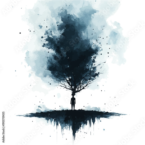 Tar, watercolor drawing vector, isolated on a white background.