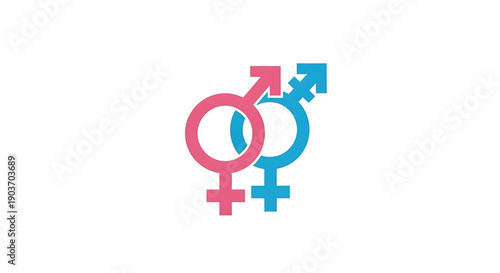 A colorful combination of gender symbols for equality and diversity on gender equality