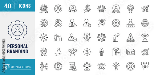 Personal Branding icon set. Outline Icon Set. Vector Illustration with Editable Strokes
