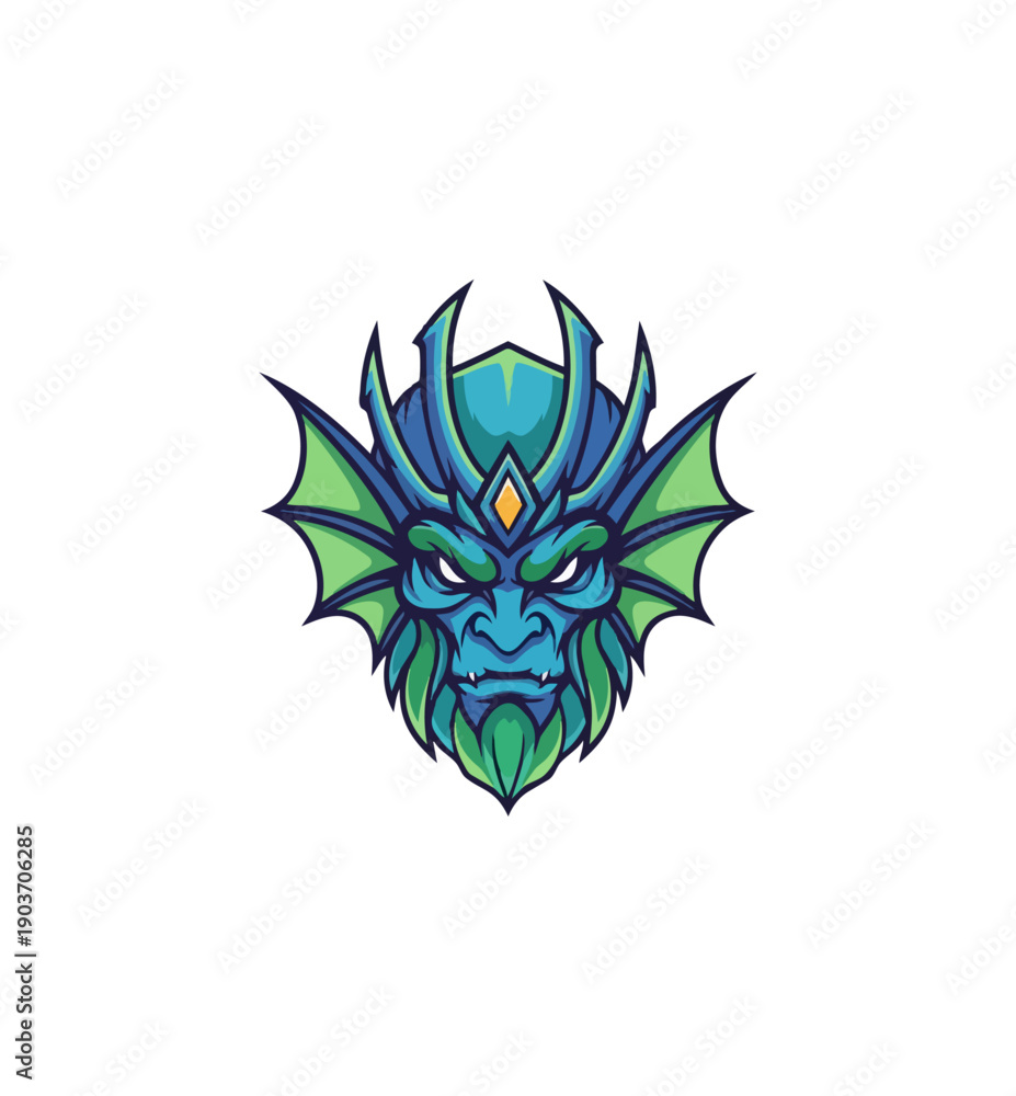 Obraz premium Fantasy creature head illustration vector graphic isolated design element