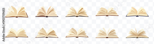 Open Books Vector Set Education and Knowledge Collection for Reading, Study and Literature