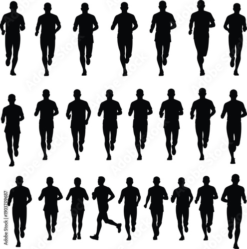 Collection of running silhouettes in various positions