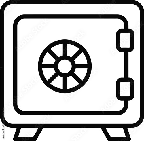 Simple line drawing of a secure safe with a combination lock