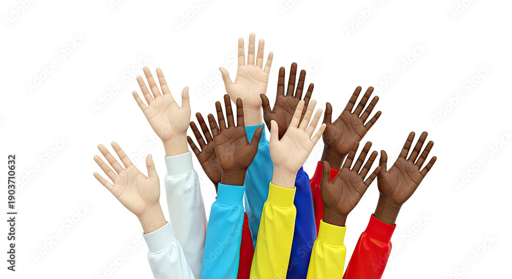 Obraz premium Diverse Hands Raised