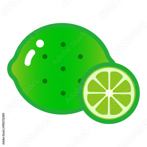 ジューシーで可愛いライムのイラスト