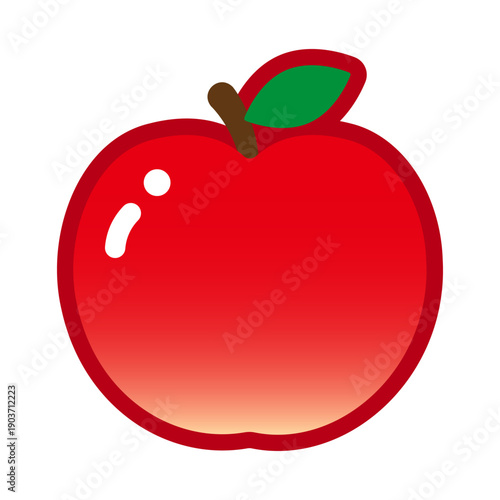 フレッシュで可愛いりんごの単体イラスト