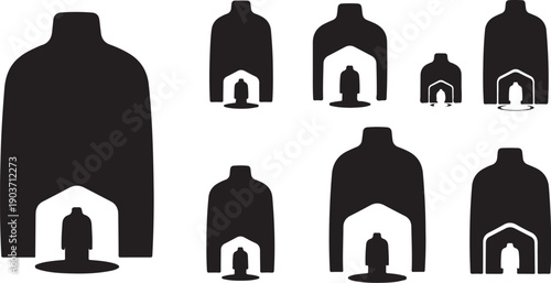 Black silhouettes of people meditating in various sizes and positions