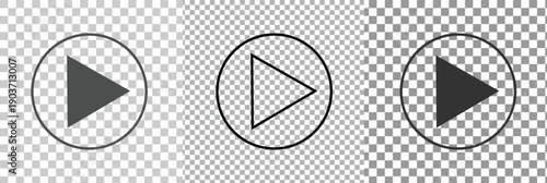 Play button icon on transparent background. Video player sign. Circle start arrow symbol in vector flat. Vector illustration. eps 10 .