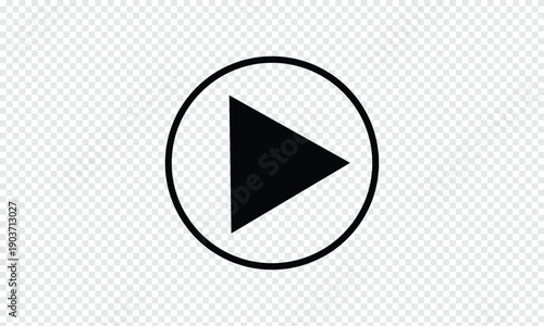 Play button icon on transparent background. Video player sign. Circle start arrow symbol in vector flat. Vector illustration. eps 10 .