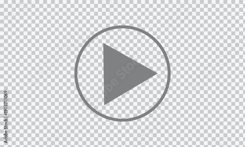 Play button icon on transparent background. Video player sign. Circle start arrow symbol in vector flat. Vector illustration. eps 10 .