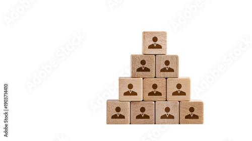 Pyramid of wooden blocks with person icons
