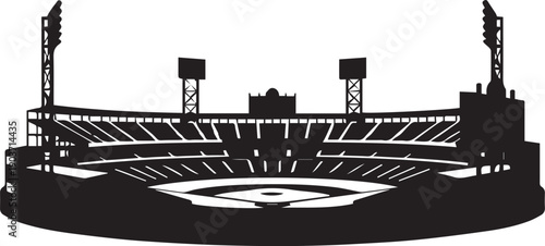 Bilde på lerret Silhouette of a baseball stadium with bright lights