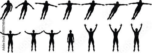 Barbed wire abstract background with dancing human silhouettes vector illustration