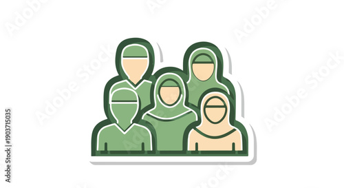 Diverse group of people wearing hijabs and kufis, representing community, diversity, and cultural identity