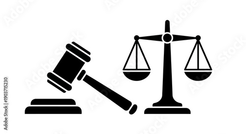 Justice Gavel and Balance Scales Icon