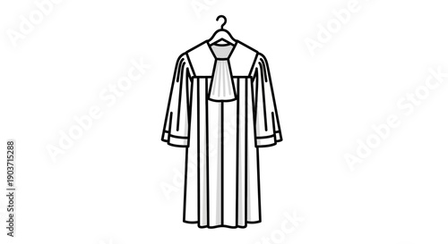 Formal robe with pleats and collar for legal profession and academic ceremonies, symbolizing justice and authority in courtrooms and graduations
