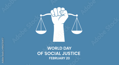 Advocating for global fairness and human rights, this illustration marks the World Day of Social Justice on February 20th, symbolizing equality and collective action