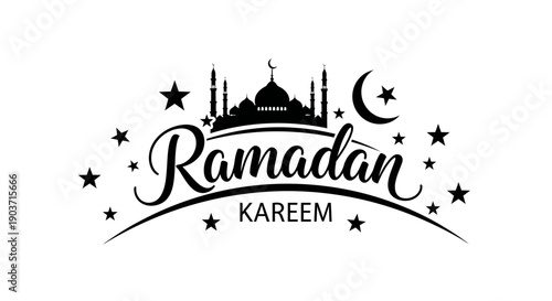 Ramadan Kareem Mosque Crescent and Stars Design