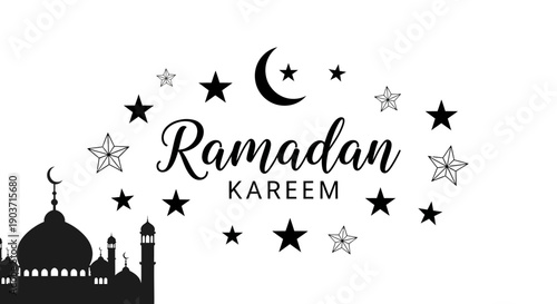 Ramadan Kareem Mosque and Stars Design