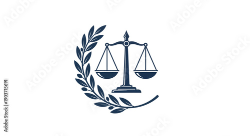 Scales of Justice with Olive Branch in Blue Color Scheme