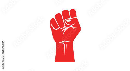 Red Raised Fist. Symbol of Strength, Power, and Resistance