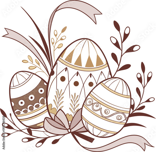 Decorative Easter Egg Bundle with Luxury Patterns - Elegant Ornate Egg Ornaments for High-End Seasonal Holiday Branding