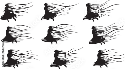 Silhouette of a woman dancing in various dynamic poses