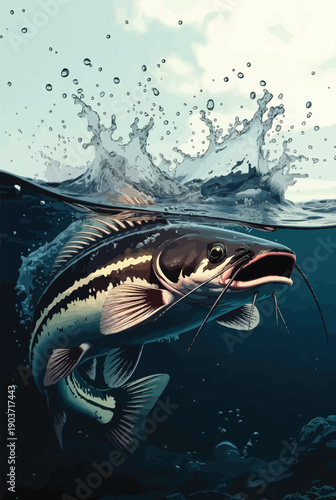 Predator Fish Hunting Underwater Attack Art