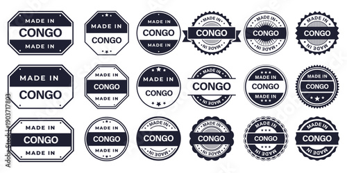 Made in CONGO Vintage Stamp Badges Collection, Made in CONGO Retro Badge & Stamp Logo Collection