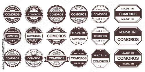Photos Made in COMOROS Vintage Stamp Badges Collection, Made in COMOROS Retro Badge & S