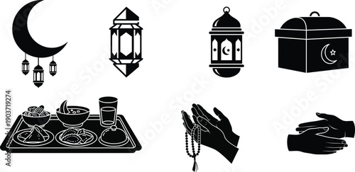 Ramadan kareem islamic symbols and symbols of fasting