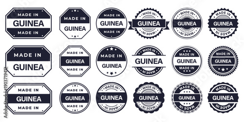 Made in GUINEA Vintage Stamp Badges Collection, Made in GUINEA Retro Badge & Stamp Logo Collection