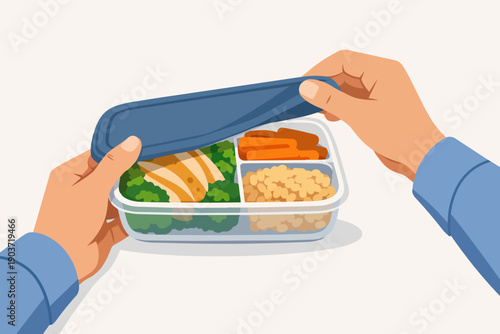 Preparing healthy meal prep lunch box with balanced diet for daily nutrition