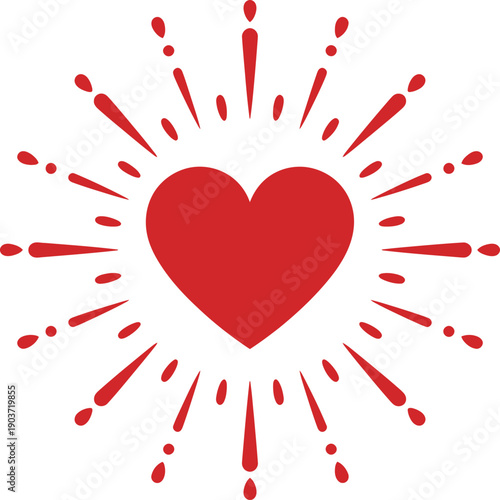 Red heart symbol with splashes for love and valentines day concepts