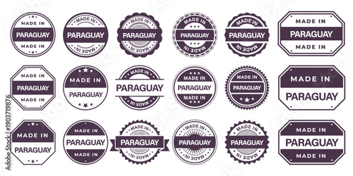Made in PARAGUAY Vintage Stamp Badges Collection, Made in PARAGUAY Retro Badge & Stamp Logo Collection
