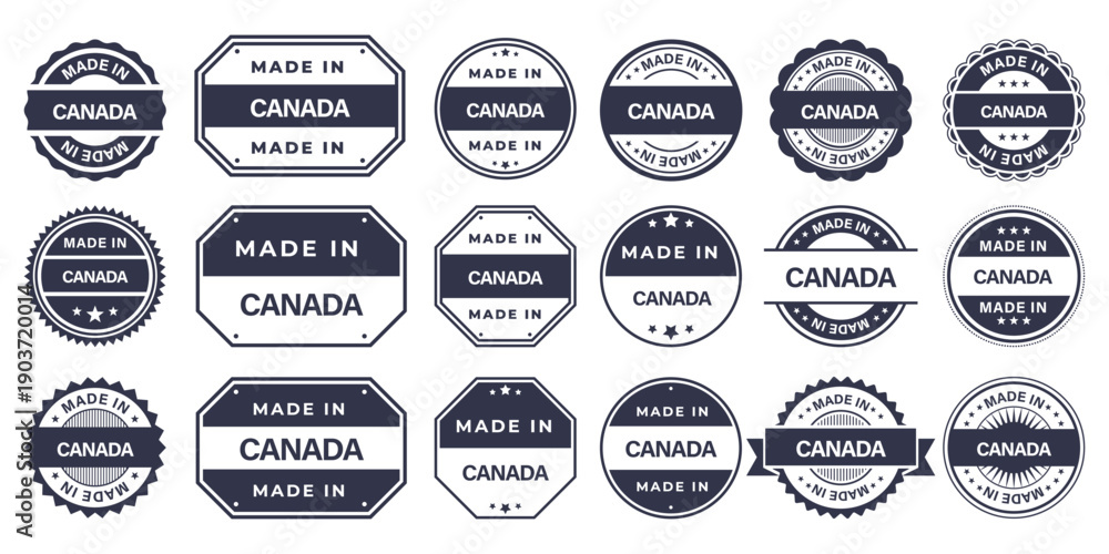 Fototapeta premium Made in CANADA Vintage Stamp Badges Collection, Made in CANADA Retro Badge & Stamp Logo Collection