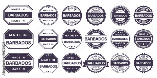 Made in BARBADOS Vintage Stamp Badges Collection, Made in BARBADOS Retro Badge & Stamp Logo Collection