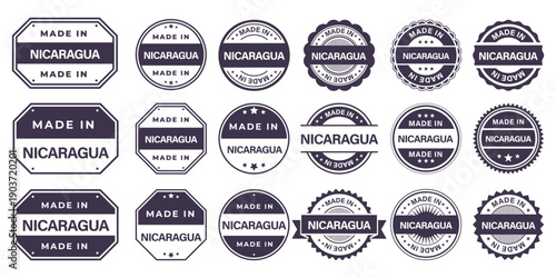 Tableau sur toile Made in NICARAGUA Vintage Stamp Badges Collection, Made in NICARAGUA Retro Badge
