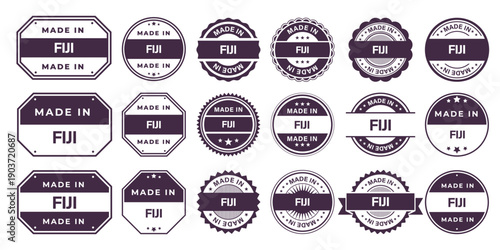 Made in FIJI Vintage Stamp Badges Collection, Made in FIJI Retro Badge & Stamp Logo Collection