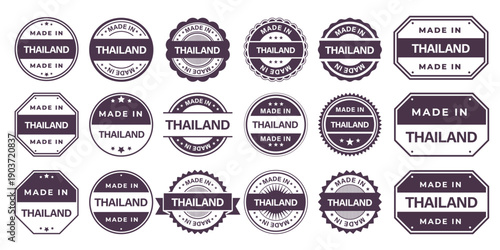 Made in THAILAND Vintage Stamp Badges Collection, Made in THAILAND Retro Badge & Stamp Logo Collection